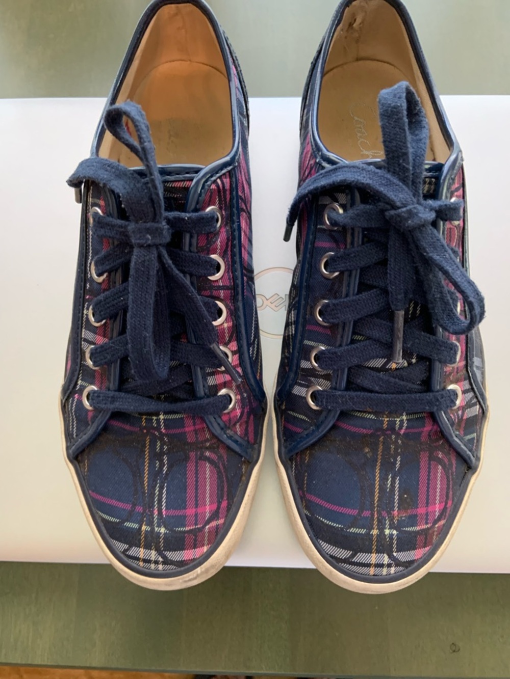 Coach Navy Patent Trim Canvas Sneaker